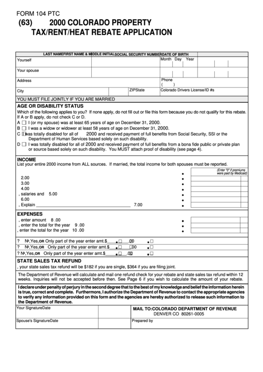 Colorado Tax Form 104 Printable