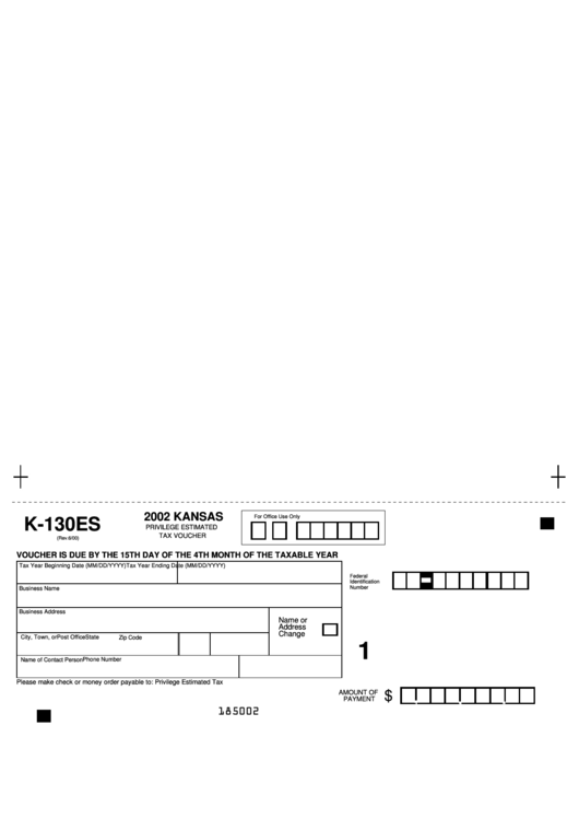 Form K-130es - Privilege Estimated Tax Voucher - 2002 Printable pdf