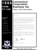 Instructions For Form Ct-1120 - Connecticut Corporation Business Tax - 1998