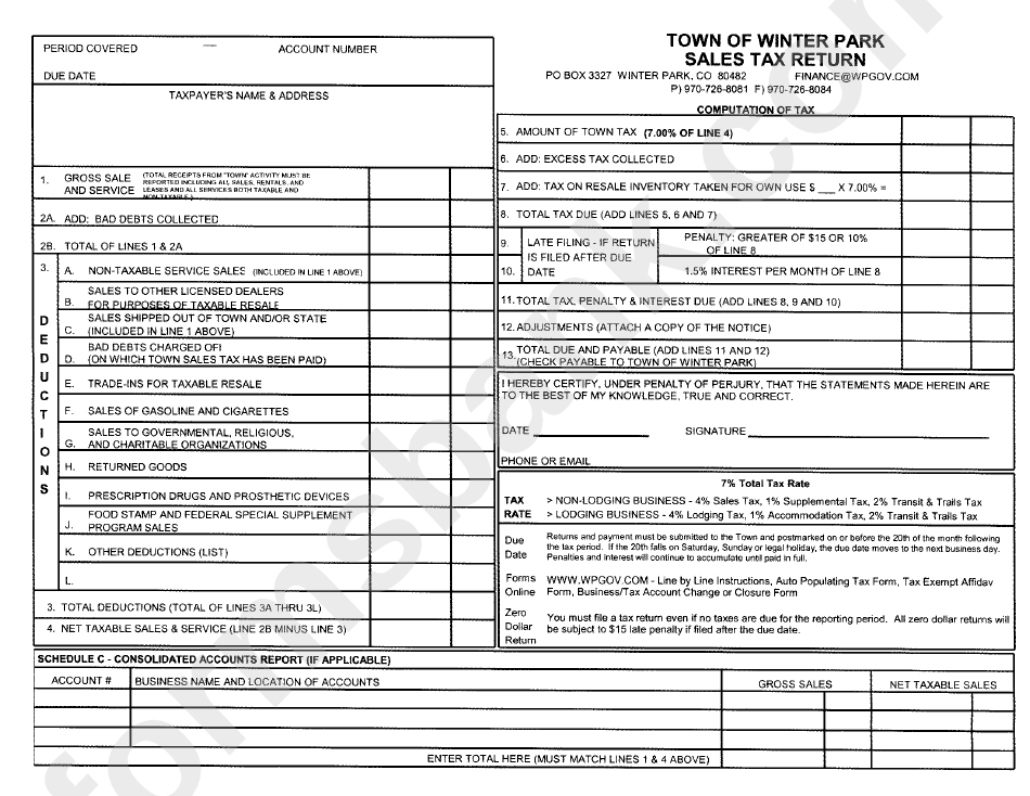 Town Of Winter Park Sales Tax Return Form