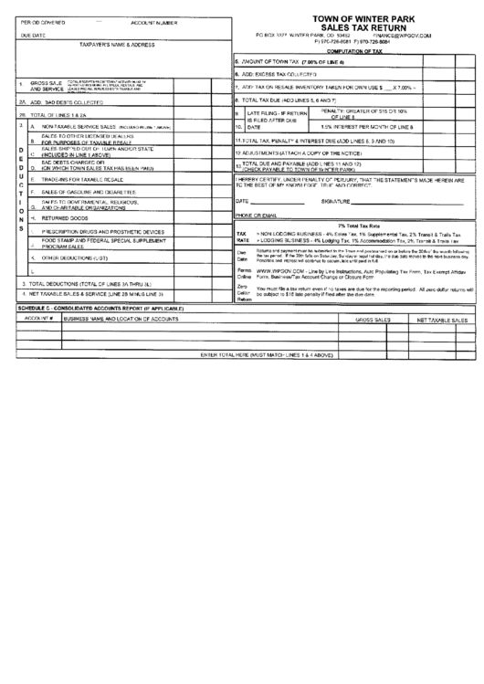 Town Of Winter Park Sales Tax Return Form Printable pdf