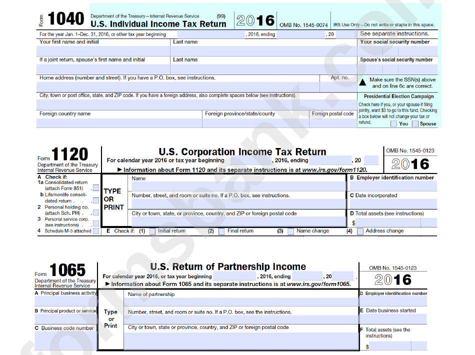 Form 1040 - U.s. Individual Income Tax Return - 2016