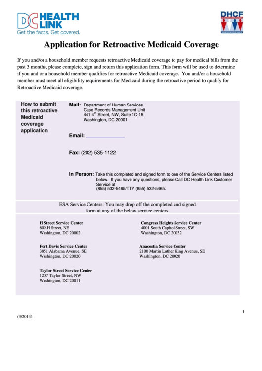 Fillable Application For Retroactive Medicaid Coverage - Department Of Human Services - Case Records Management Unit Form Printable pdf