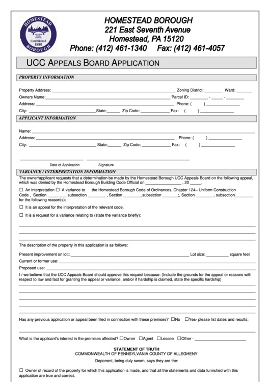 Ucc Appeals Board Application Printable pdf