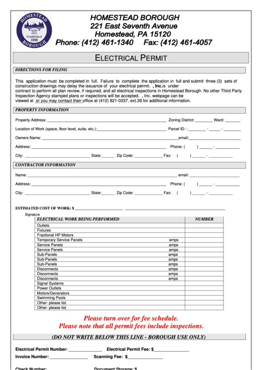Electrical Permit Printable pdf