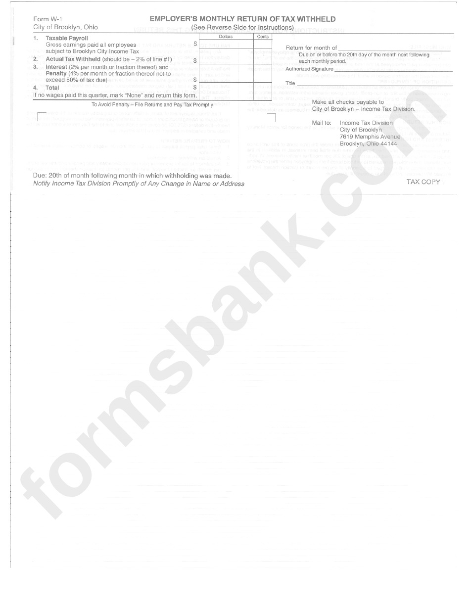 Form W-1 - Employer