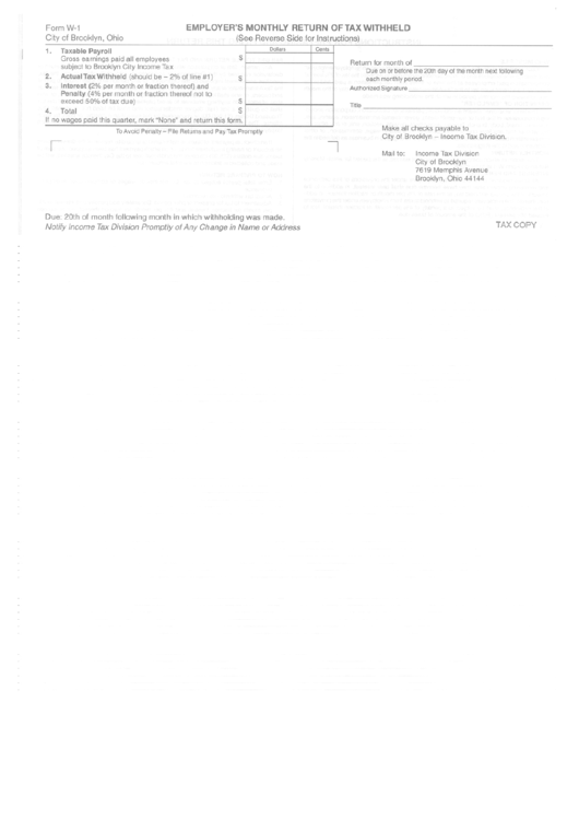 Form W-1 - Employer