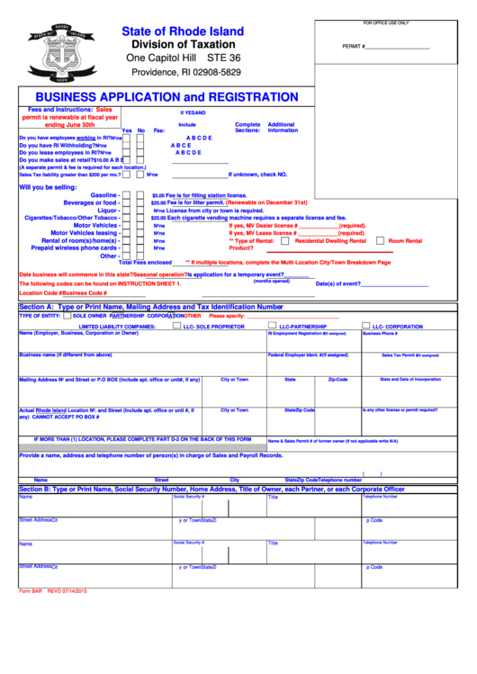 Form Bar - Business Application And Registration, Taxpayer Status Affidavit / Identity Verification Printable pdf
