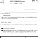 Form Dtf-75 - Employee Affidavit For The Hire A Veteran Credit