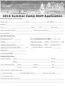 Summer Camp Staff Application - Boy Scouts Of America - 2016