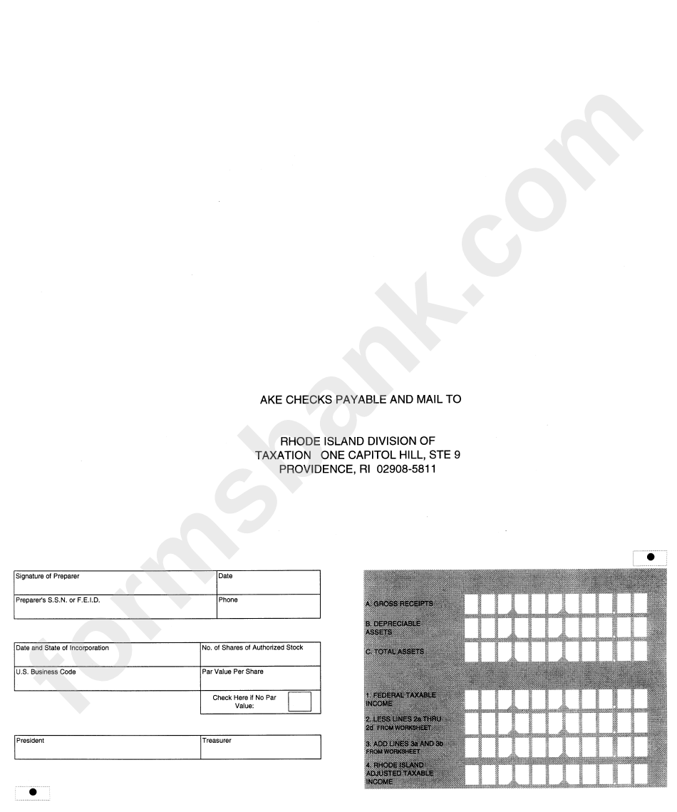 Form Ri-1120a(S) - Business Corporation Tax Short Form Return