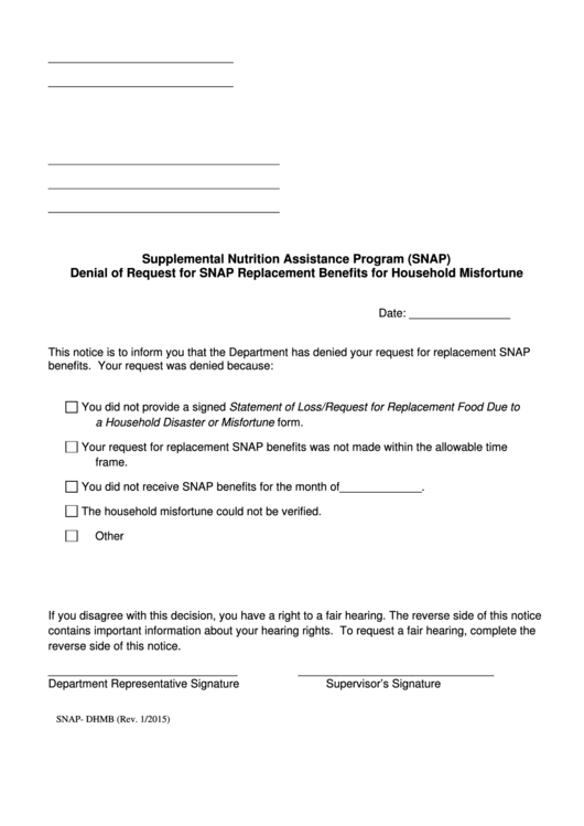 Form Snap-dhmb - Supplemental Nutrition Assistance Program (snap) 2015