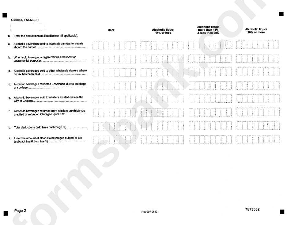 Form 7573 - Liquor Tax - Chicago Department Of Revenue