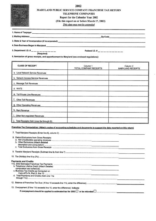 Form 11 - Telephone Companies Report - 2002 Printable pdf