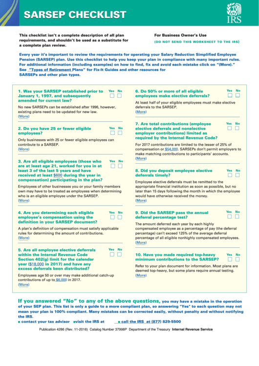 Publication 4286 - Sarsep Checklist Printable pdf