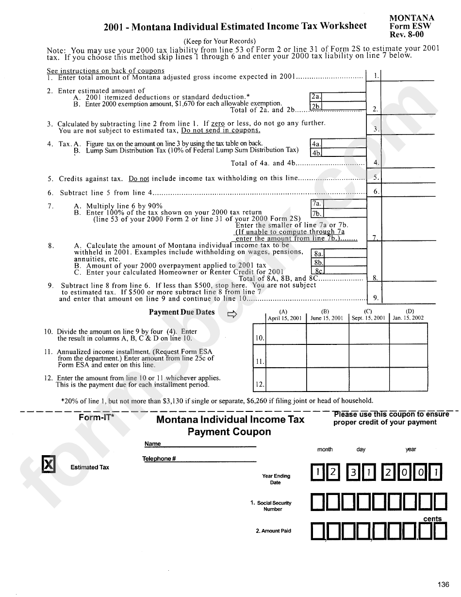 form-esw-montana-individual-estimated-income-tax-worksheet-2001-printable-pdf-download