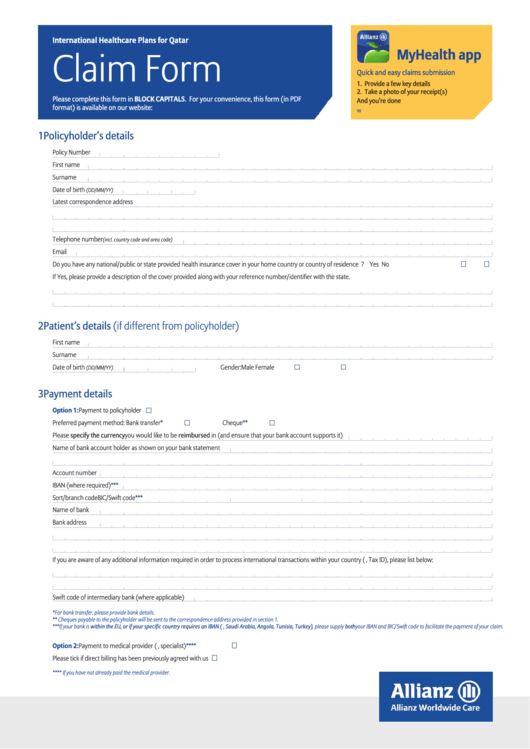 Form Frm-Cf - Claim Form Printable pdf