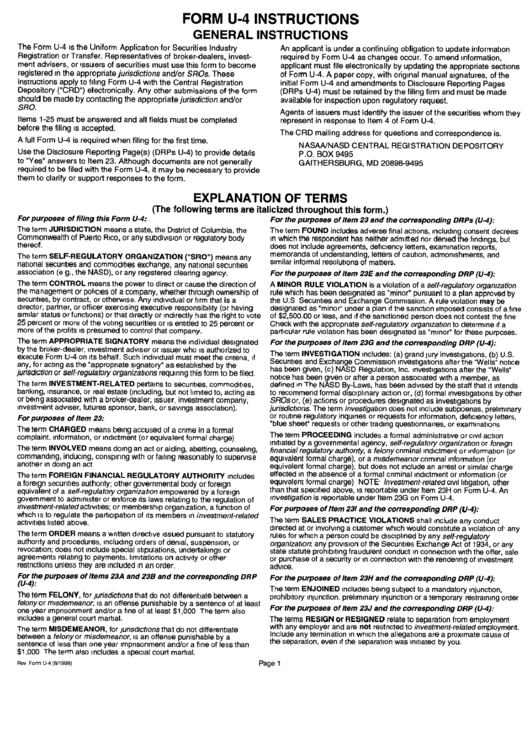 Form U-4 Instructions Printable pdf