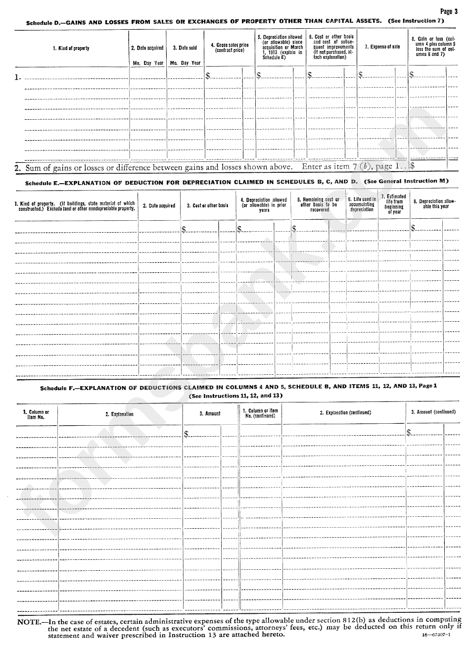 Form 1041 - U.s. Fiduciary Income Tax Return (For Estates And Trusts) - 1952