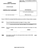 Form No. Mllp-9 - Certifica Te Of Amendment Printable pdf