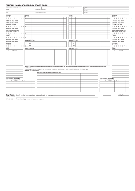 Form Ncaa 4244 - Ncaa Box Score Form Printable pdf