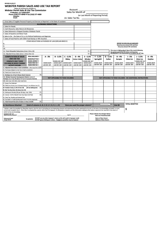 Form Webster Parish Sales And Use Tax Report - 2017