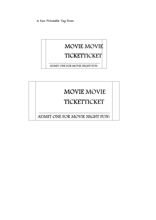 Movie Tickets Template Printable pdf