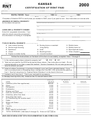 Schedule Rnt - Kansas Certification Of Rent Paid - 2000