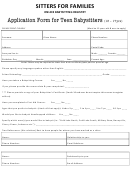 Application Form For Teen Babysitters (13 - 17yrs) Printable pdf
