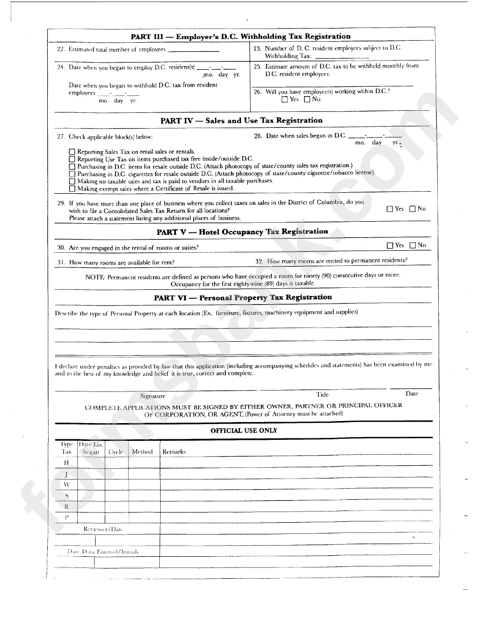 Form Fr-500 - Combined Business Tax Registration Application