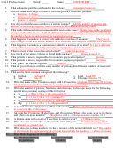 Chemistry Worksheet - Practice Exam With Answer Key