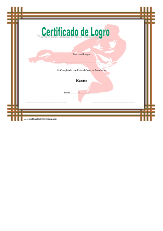 Certificado De Logro En Karate Template Printable pdf