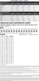 La Sportiva Apparel Size / Absolute Size Conversion Chart