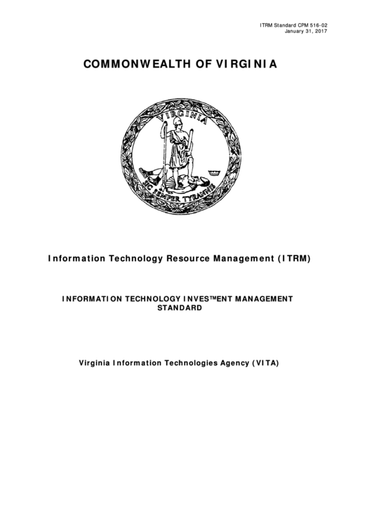 Itrm Standard Cpm 516-02 Publication - Virginia Information Technologies Agency Printable pdf