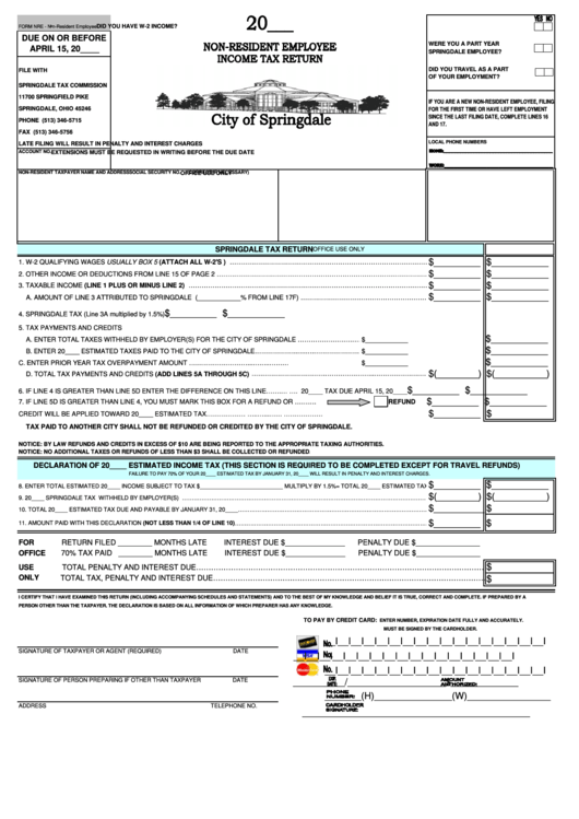 form-nre-non-resident-employee-income-tax-return-printable-pdf-download