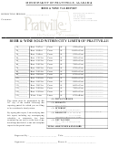 Beer & Wine Tax Report - Municipality Of Prattville, Alabama