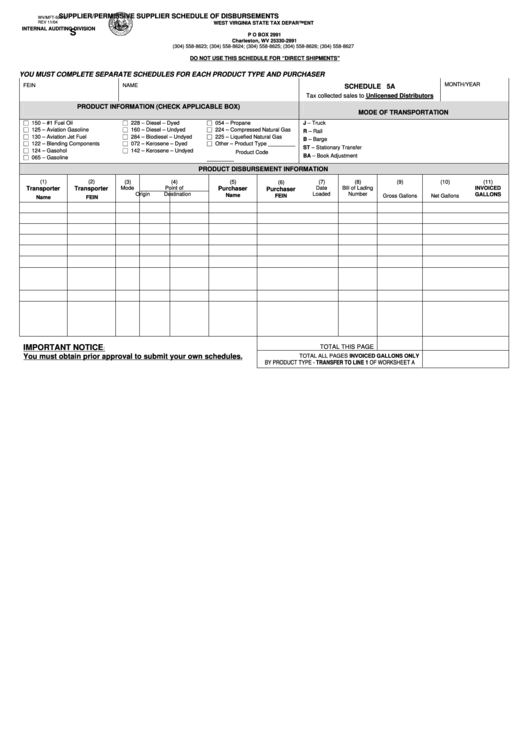 Form Wv/mft-504 C - Supplier/permissive Supplier Schedule Of Disbursements - 2004 Printable pdf