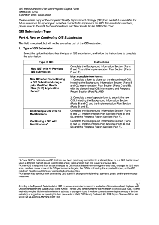 Fillable Qis Implementation Plan And Progress Report Form Printable pdf