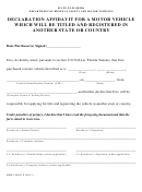 Form Hsmv 84061 S - Declaration Affidavit For A Motor Vehicle Which Will Be Titled And Registered In Another State Or Country
