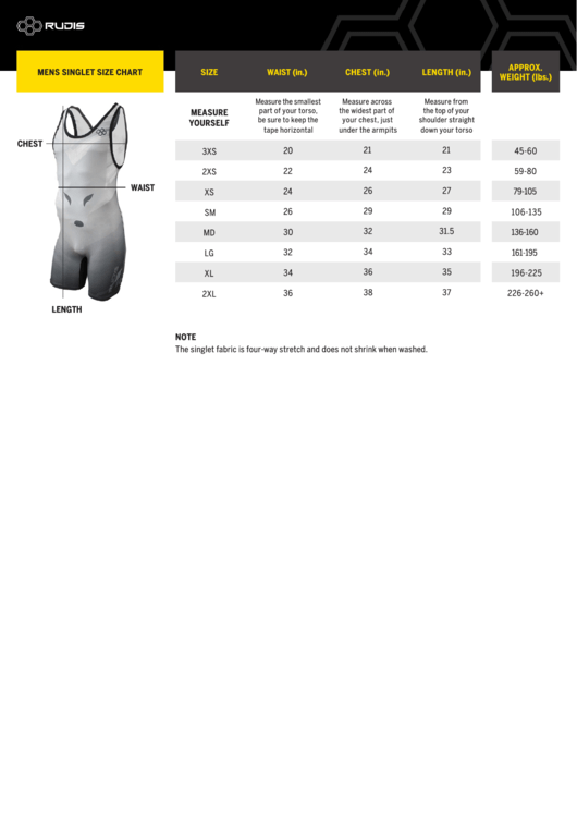 Rudis Size Chart Printable pdf