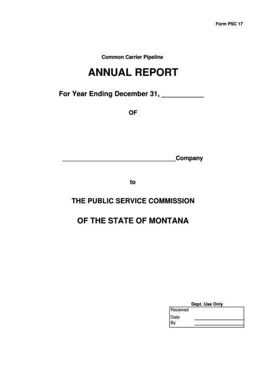Form Psc 17 Common Carrier Pipeline Annual Report printable pdf download