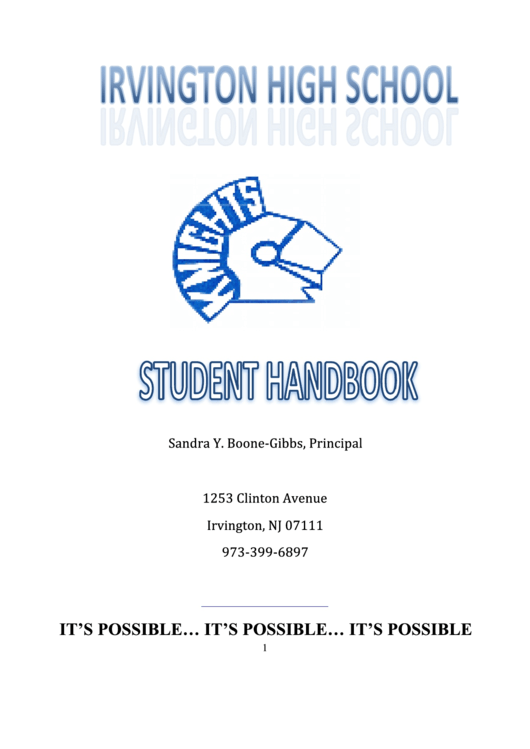 Student Handbook - Irvington High School - 2014-2015 Printable pdf
