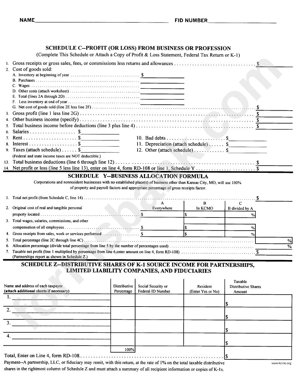 Schedule C Profit Or Loss From Business Or Profession Printable Pdf 