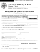 Application For Articles Of Organization - Arkansas Secretary Of State