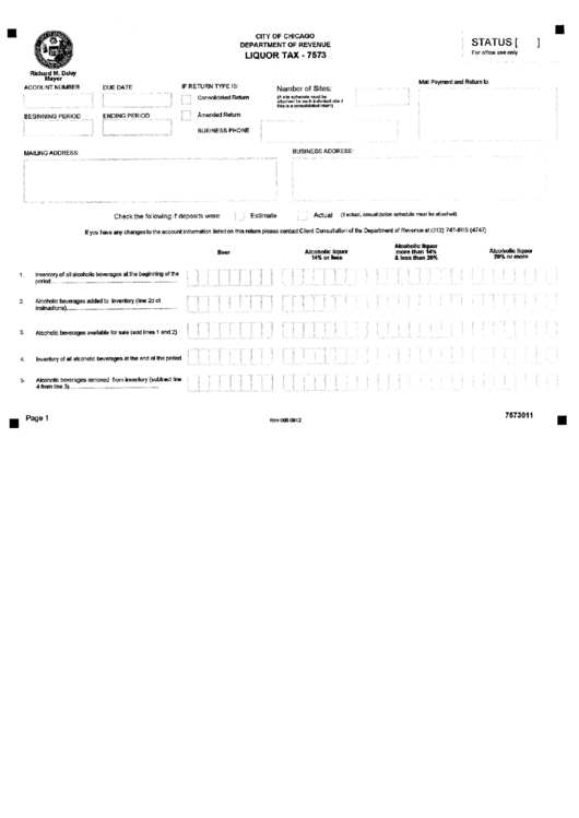 Form 7573 - Liquor Tax Printable pdf
