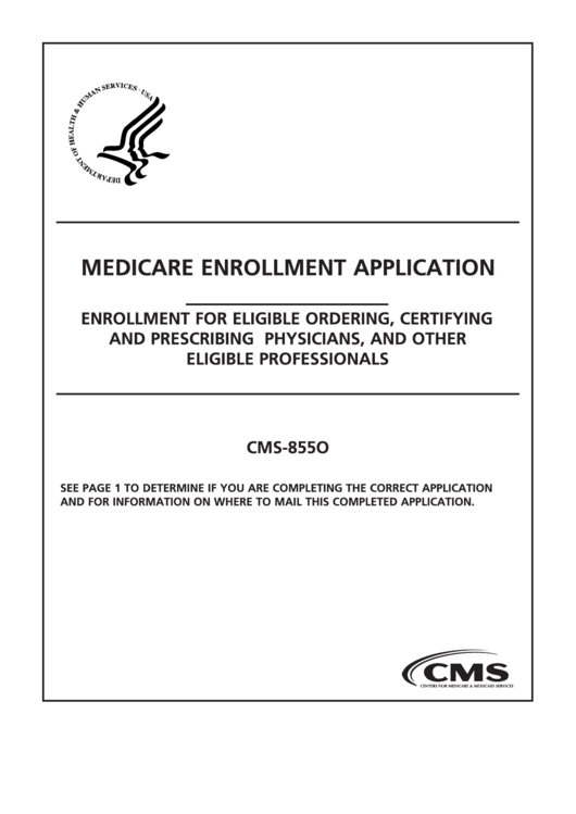 Form Cms-8550 - Medicare Enrollment Application Printable pdf