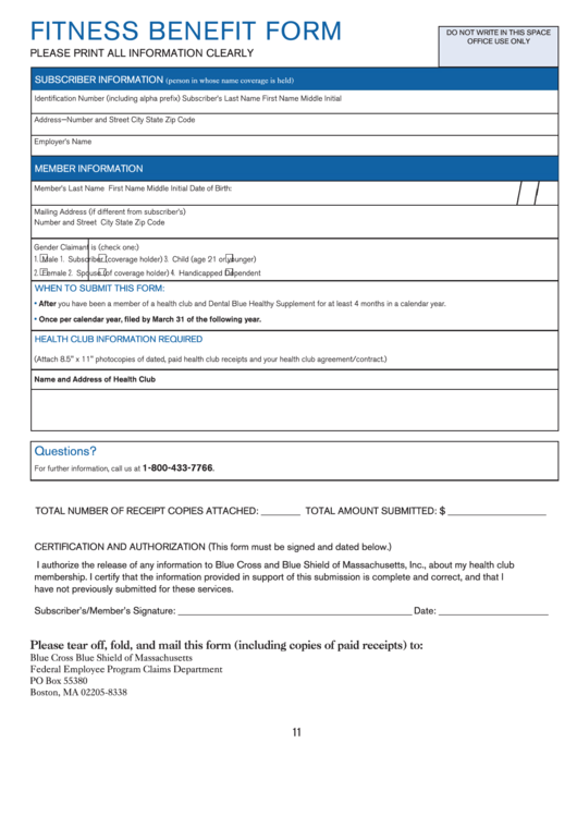 Fitness Benefit Form Blue Cross Blue Shield Of Massachusetts