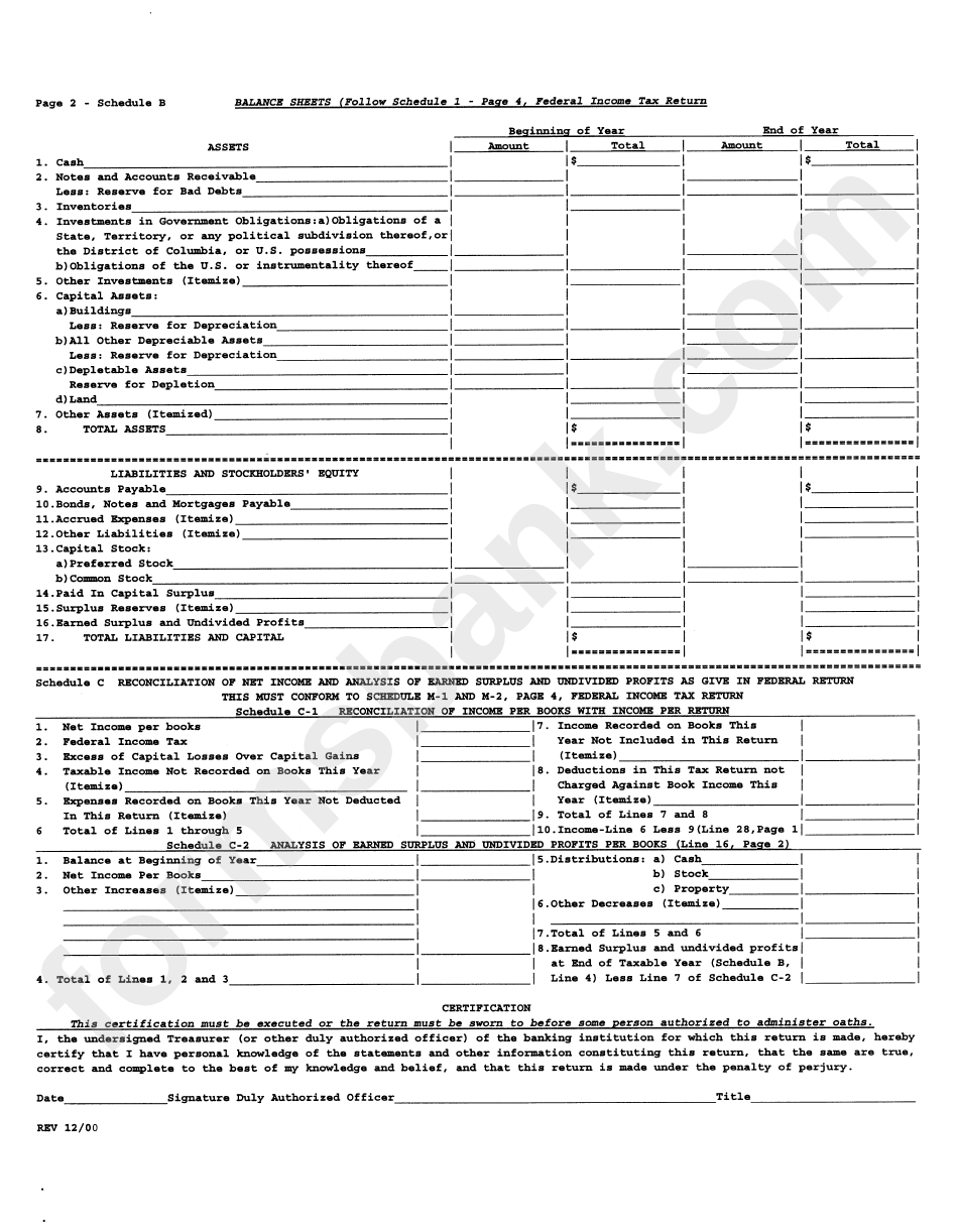 Form N-74 - Banking Institution Excise Tax Return - 2000