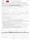 Form Ex-a1 - Application For Sales Tax Certificate Of Exemption