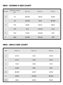 Nike - Men's And Women's Size Chart